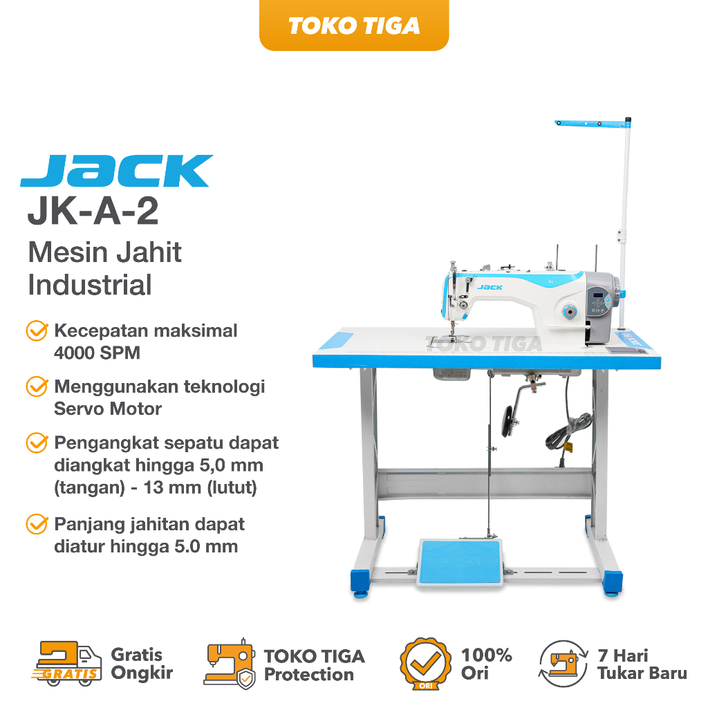 Jual Mesin Jahit Jarum 1 Servo JACK A2 Auto Potong Benang (Industrial ...