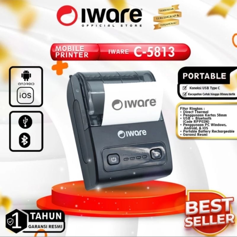 Jual Printer Thermal Mobile Iware 58mm RPP02N Bluetooth Android Ios ...