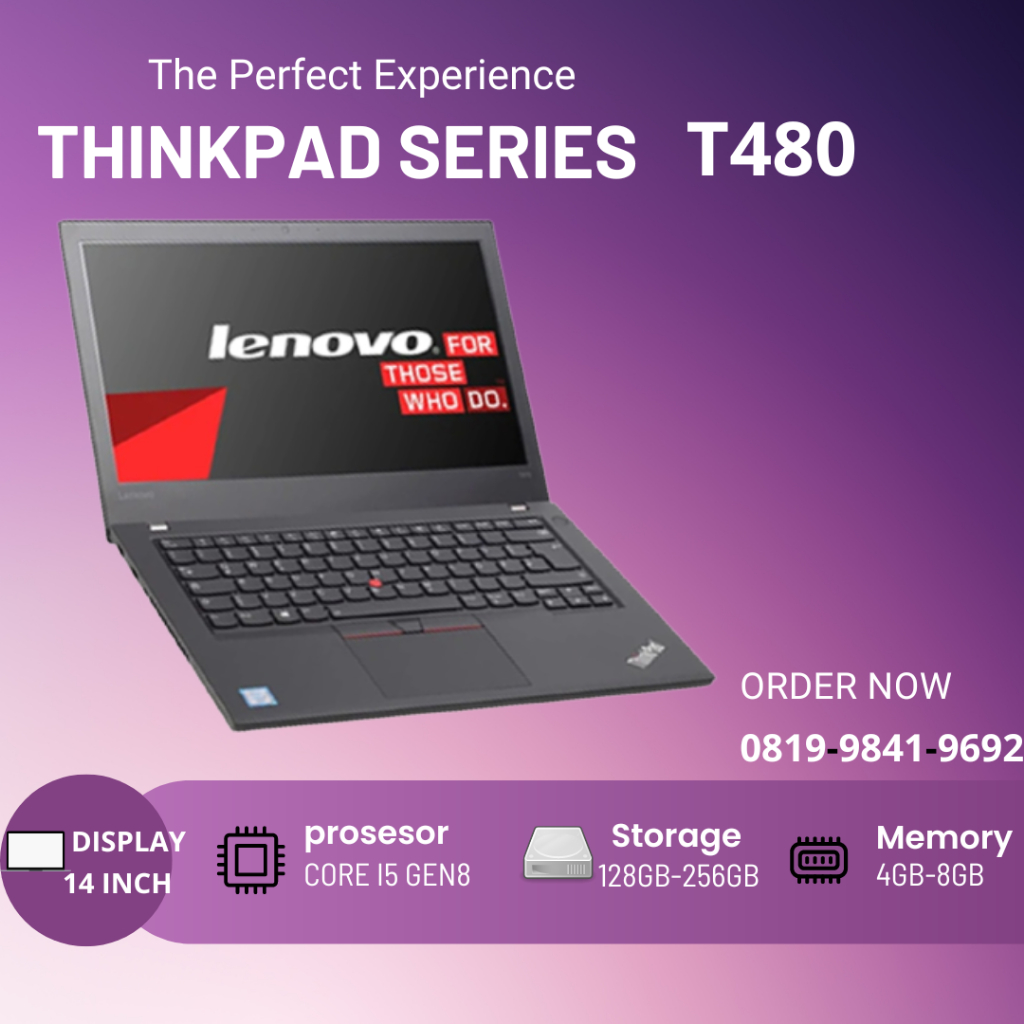 Jual Laptop Gaming Lenovo Thinkpad T480 core i5 Gen8 ram 8GB Ssd 256GB