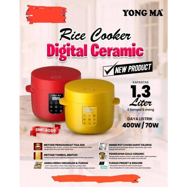 Jual Yongma Magic Com Rice Cooker 1.3 Liter Digital Yong Ma SMC 8055