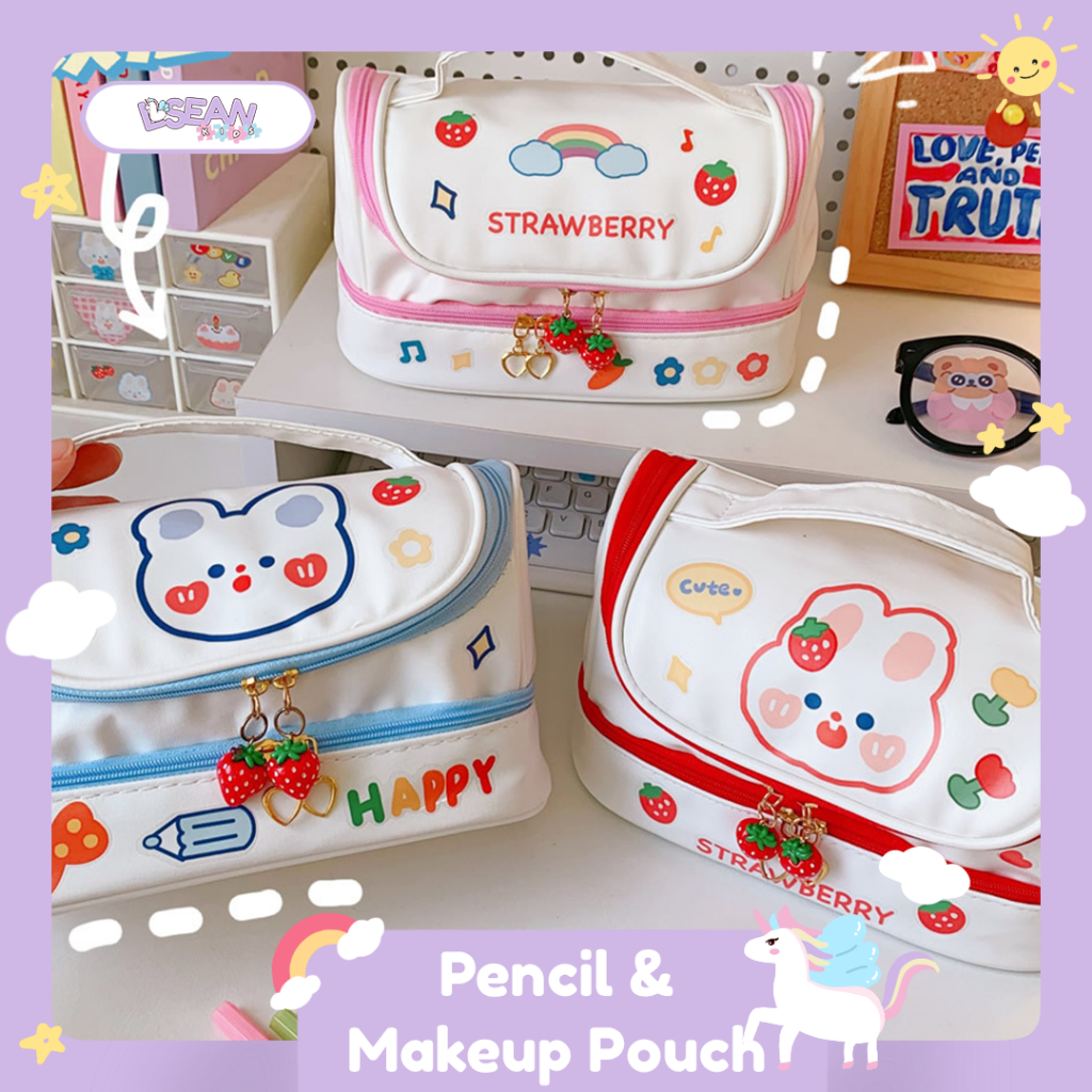 Jual PENCIL MAKEUP CASE MULTIFUNGSI ORGANIZER POUCH CUTE KOREA FREE