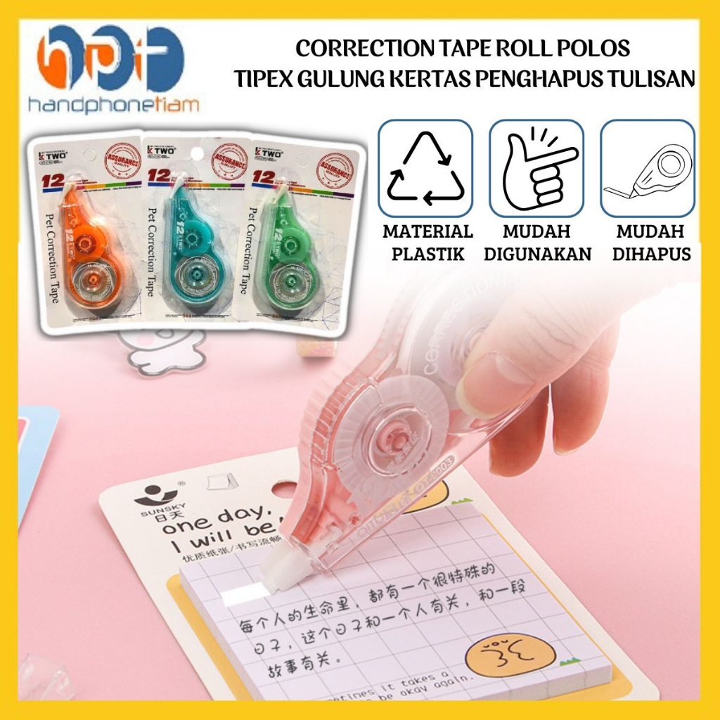Jual Correction Tape Roll Polos Tipex Gulungan Kertas Pita Putih