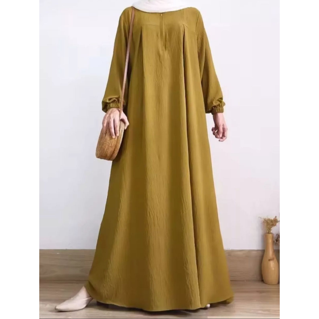 Jual Gamis Wanita Model Abaya Simple Elegan Terbaru Bahan Cey Crinkle Airflow Size Jumbo