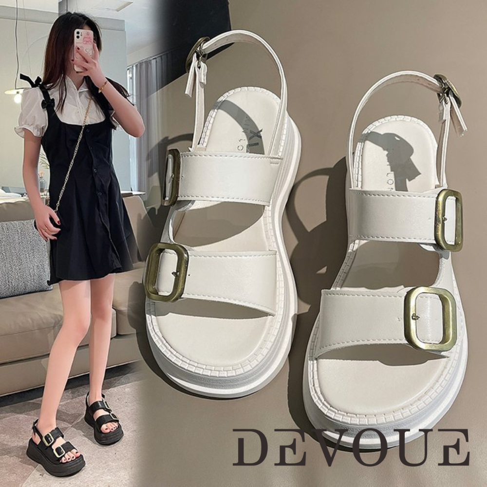 Jual DEVOUE #007 - Sandal Wedges Tali Flatbed Kekinian Fashion Wanita ...