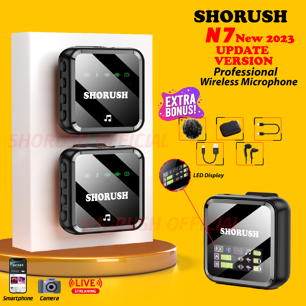 Jual Shorush N Professional Microphone Mic Clip On Wireless Kotak Mic Asmr Mukbang Noise