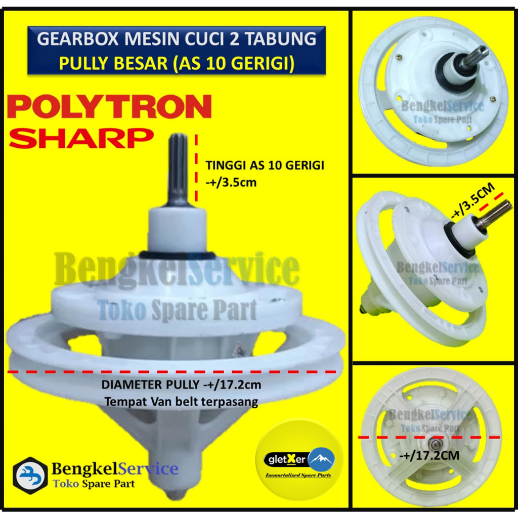 Jual Gear Box Gearbox Mesin Cuci Tabung Polytron Gigi Gerigi Pulley Pully Besar Shopee