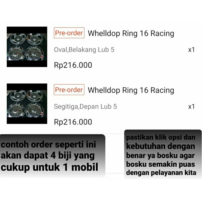 Jual Whelldop Ring 16 Racing 1 Set 2pcs Wildop Wheeldop Weldop Tutup ...