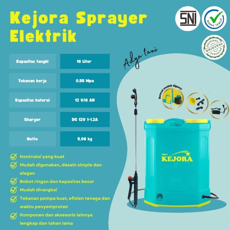 Jual CBA Elektrik Kanpsack Tangki Sprayer Kejora Kapasitas 16 Liter ...