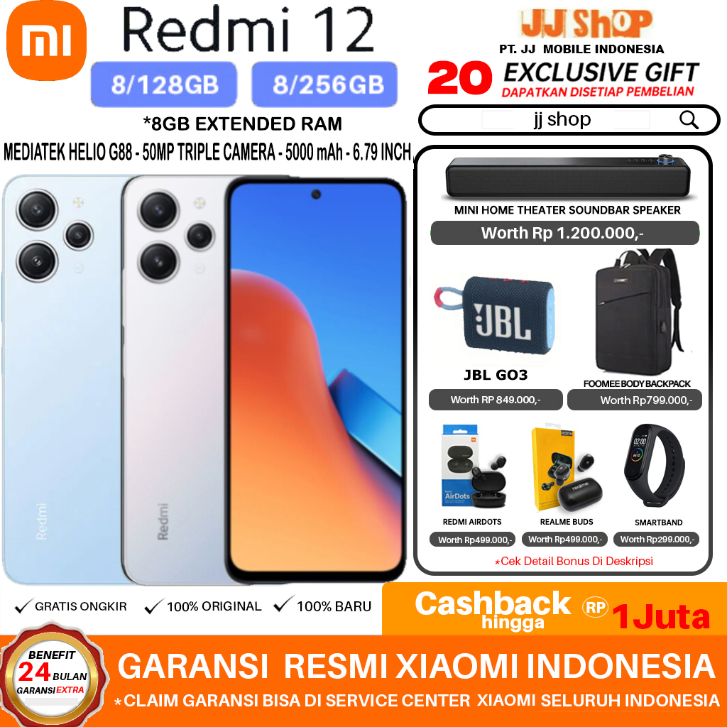 Jual XIAOMI REDMI 12 8/256 8/128 GB RAM 8GB ROM 256GB 128GB GARANSI ...