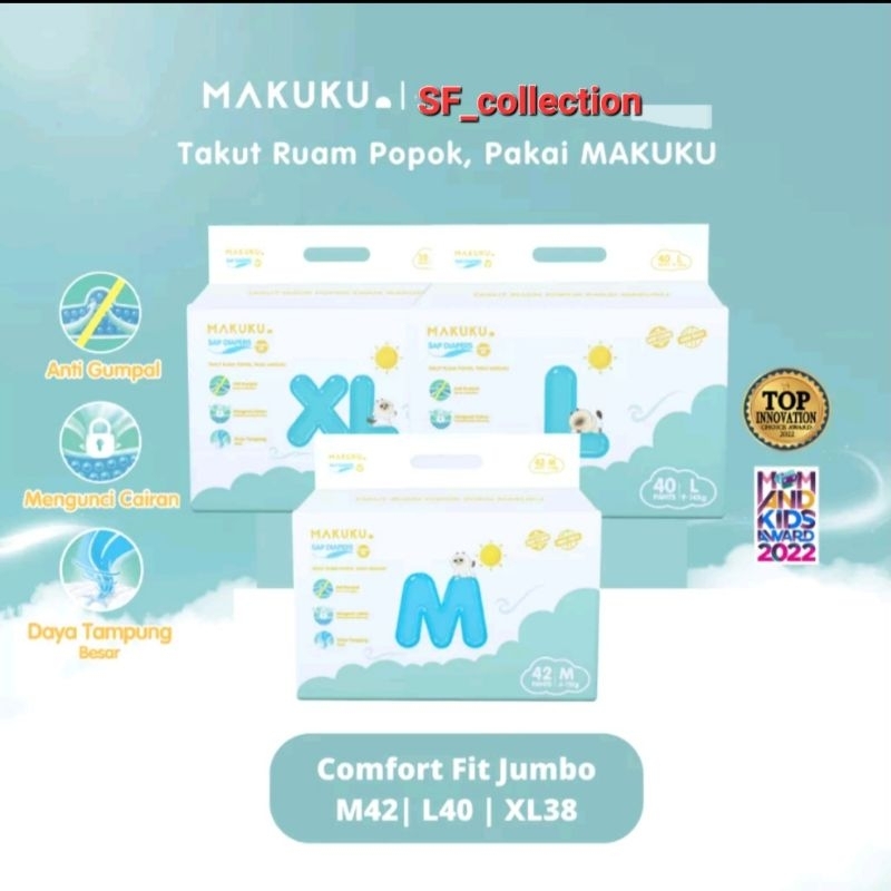 Jual MAKUKU SAP Diapers Comfort Fit JUMBO M42|L40|XL38 | Shopee Indonesia