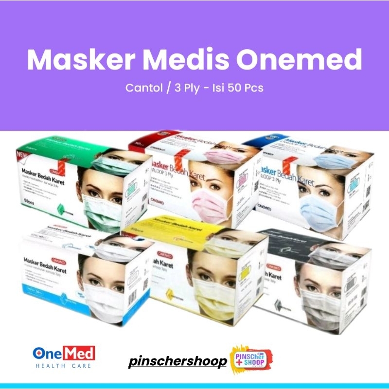 Jual MASKER KARET ONEMED MEDIS MASKER CANTOL EARLOOP 3PLY ISI 50 PC ...