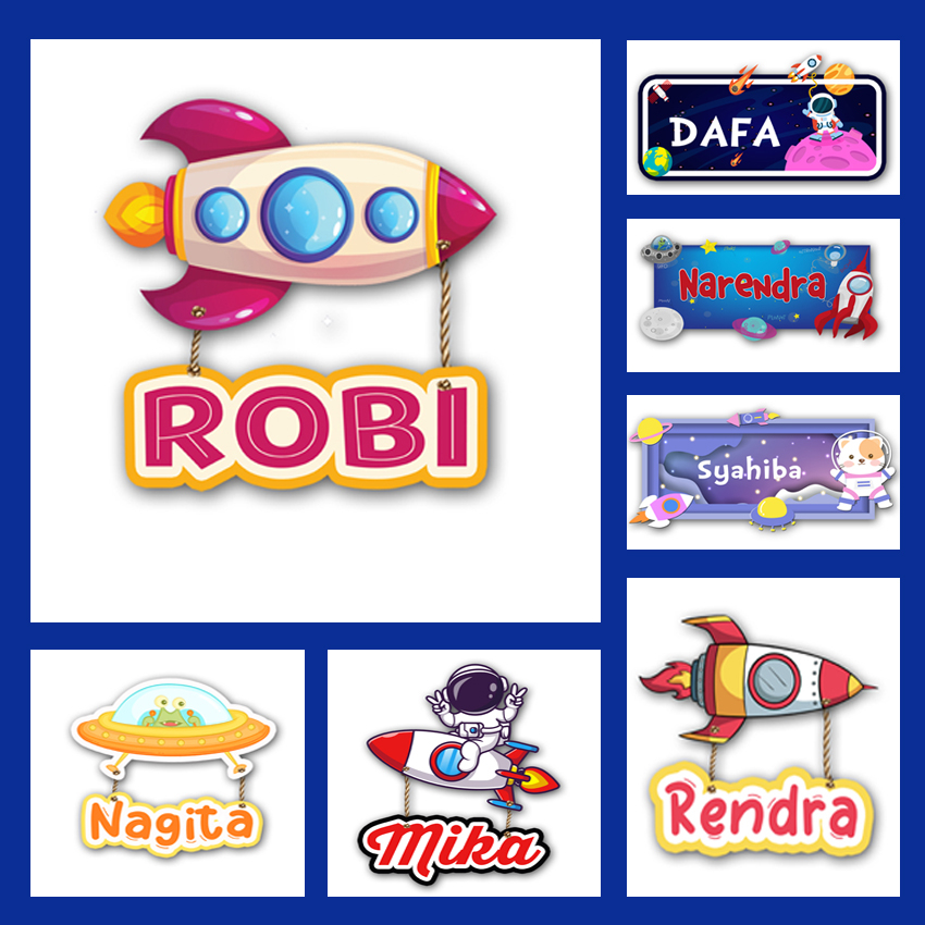 Jual Hiasan Dinding Sign Name Pintu Kamar Anak Custom Nama Anak Roket ...
