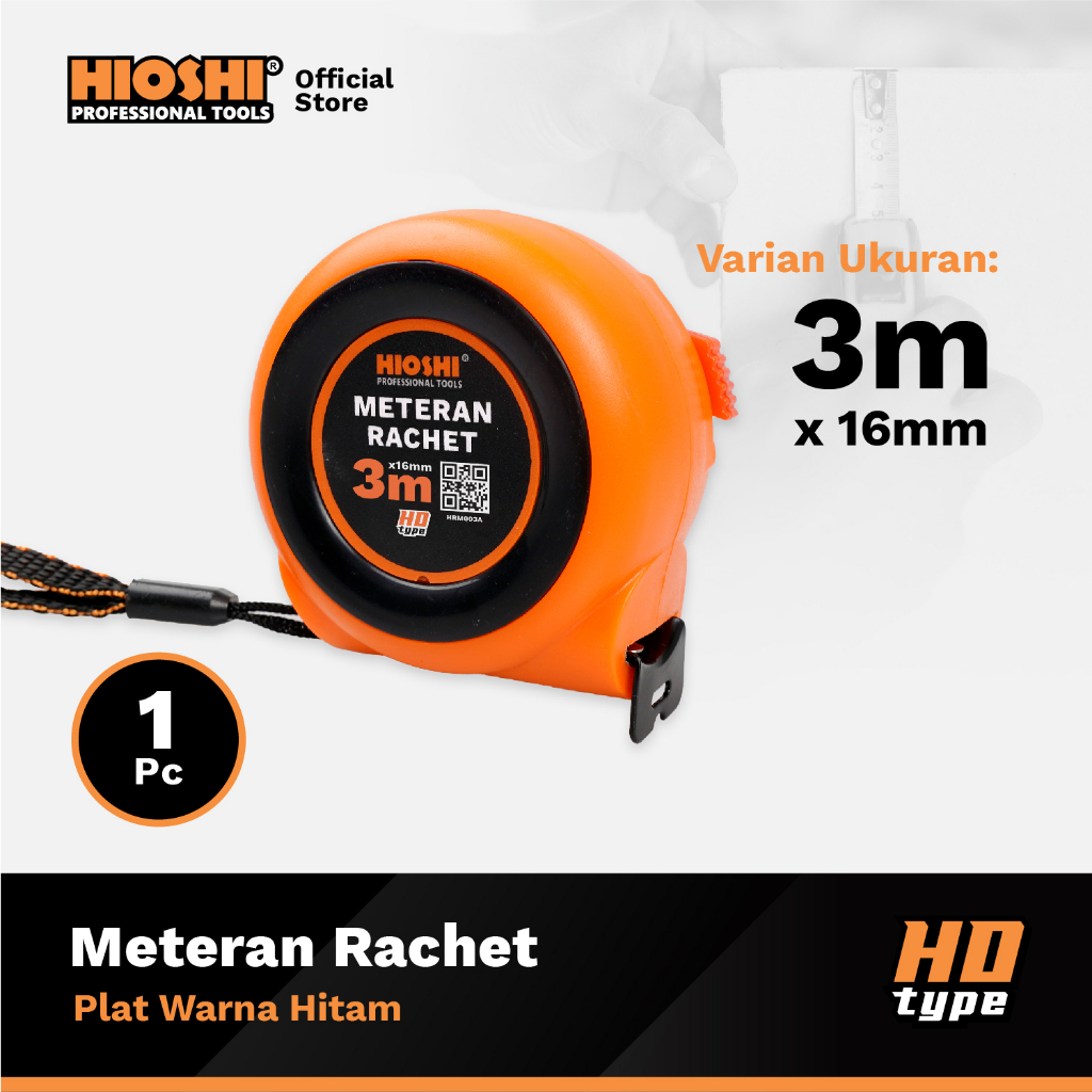 Jual HIOSHI /Meteran/MINI/PLAT HITAM/Rol Meter/Rachet/Autostop/3m 5m 7 ...