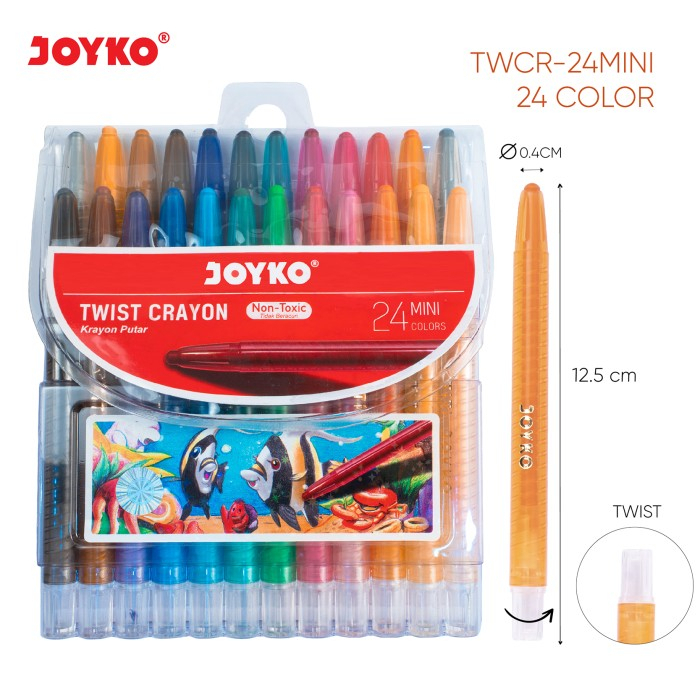 Jual Crayon Putar Mini Joyko / Krayon Putar TWCR Isi 24 Pcs Mini