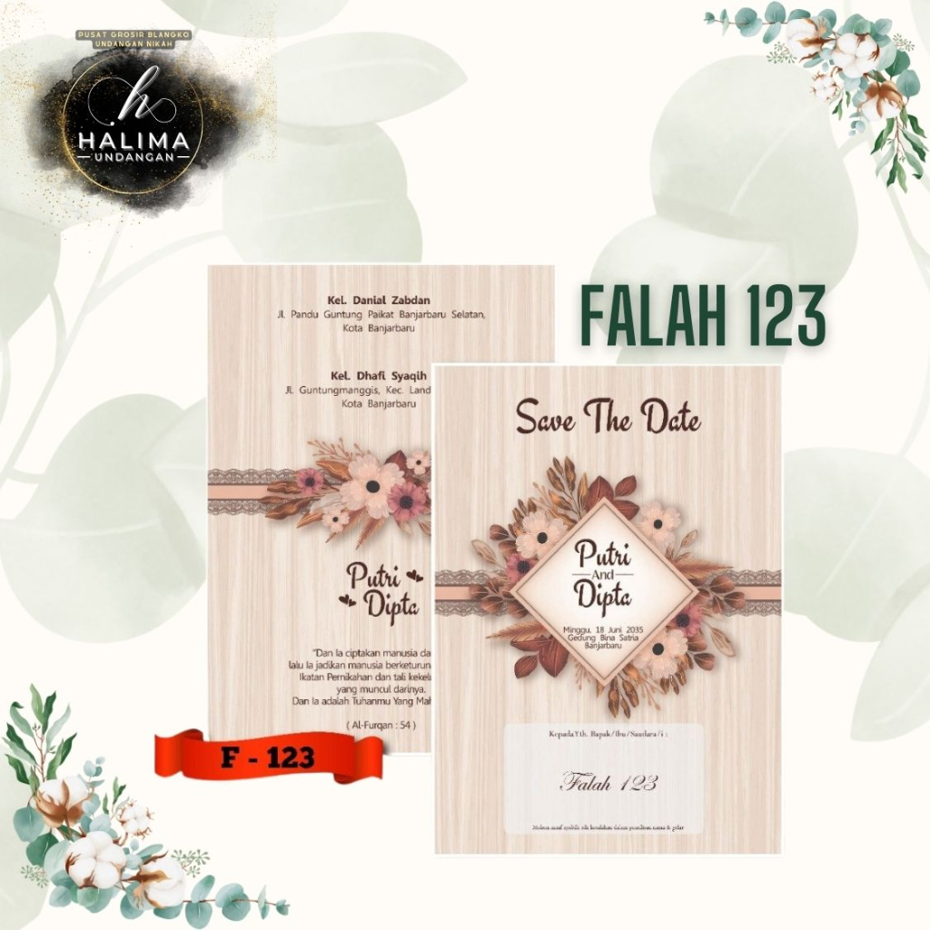 Jual BLANGKO UNDANGAN PERNIKAHAN FALAH 123 | HALIMA UNDANGAN | Shopee
