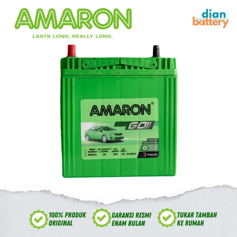 Jual Aki Mobil Agya AMARON GO 38B20L Aki Kering NS40ZL (35Ah) | Shopee
