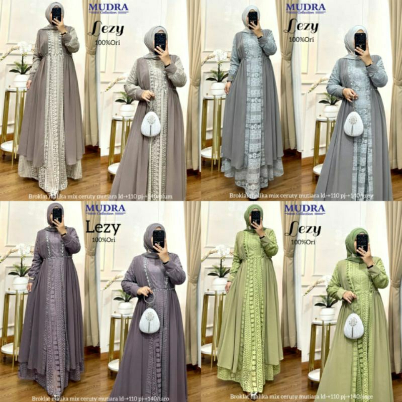 Jual LEZY gamis maxy premium dress**bahan brokat malika mix ceruty ...