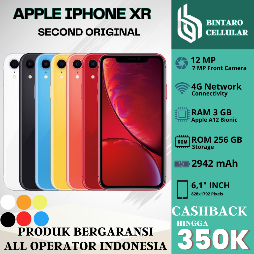 Jual Apple iPhone XR 256GB 128GB 64GB Resmi Black / White / Red