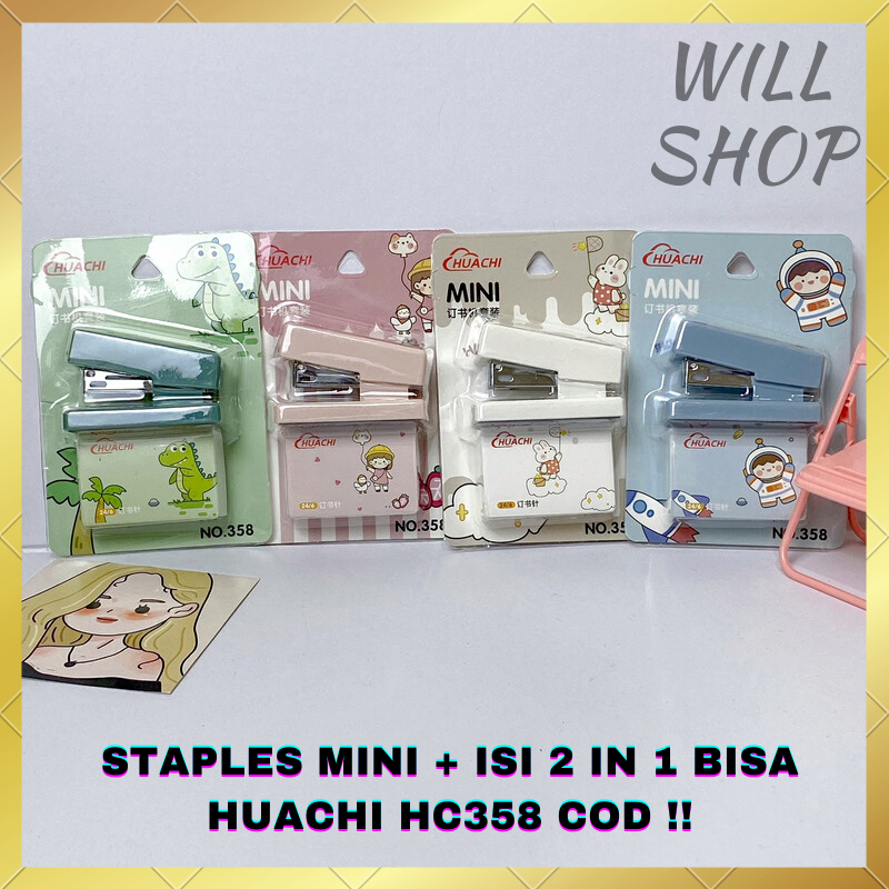 Jual TERMURAH STAPLES MINI ISI REFILL 2 IN 1 HUACHI HC358 MESIN STAPLER STEPLES HEKTER CEKREKAN BISA COD Shopee Indonesia