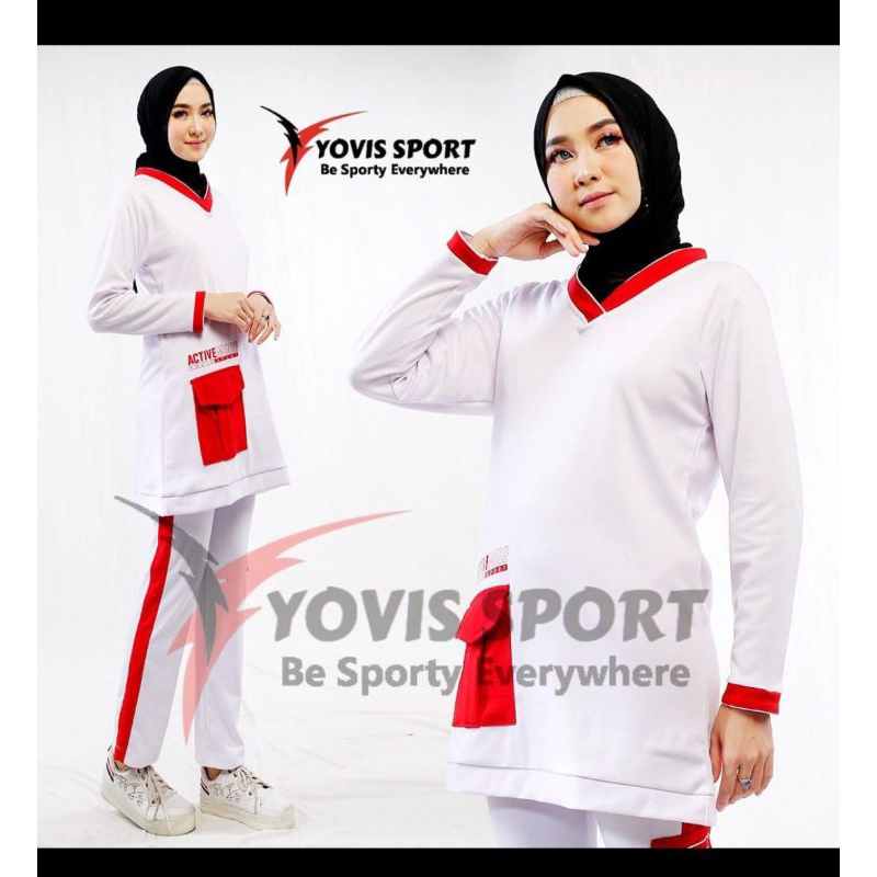 Jual Stelan Olah Raga Senam Semi Tunik Jogging Wanita Muslimah Model