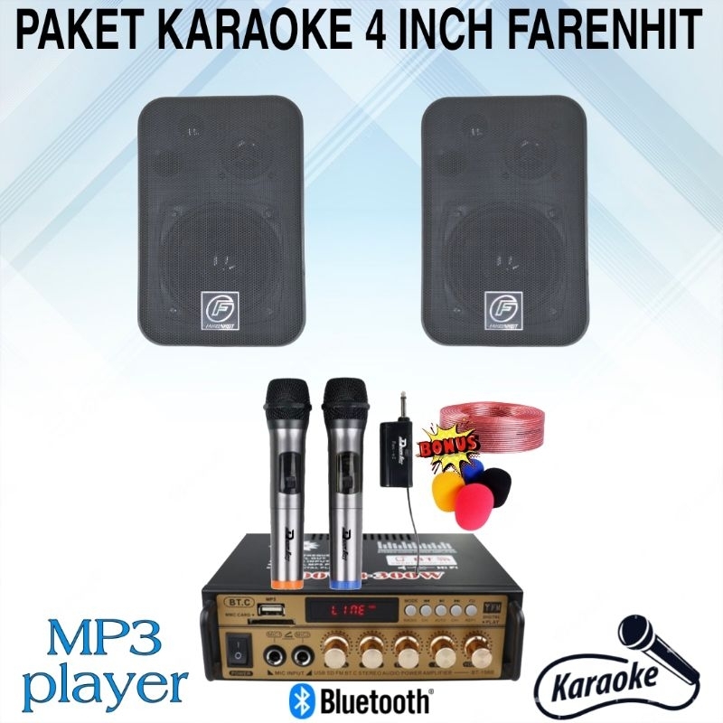 Jual PAKET KARAOKE RUMAH 2 SPEAKER 4 INCH BASS PAKET SPEAKER MINI