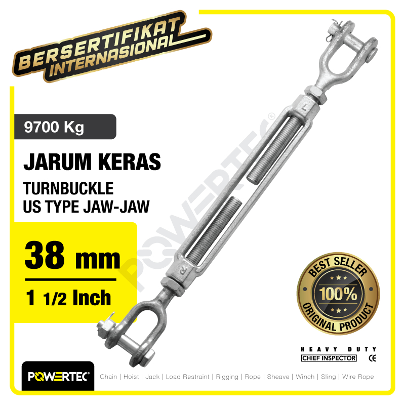 Jual POWERTEC Turnbuckle / Jarum Keras US Type Jaw & Jaw 11/2" x 24" Span Shopee Indonesia