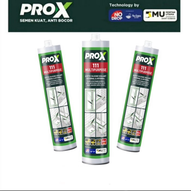 Jual Lem Sealant botol ProX Pro X 111 Multipurpose 300ml bening hitam ...