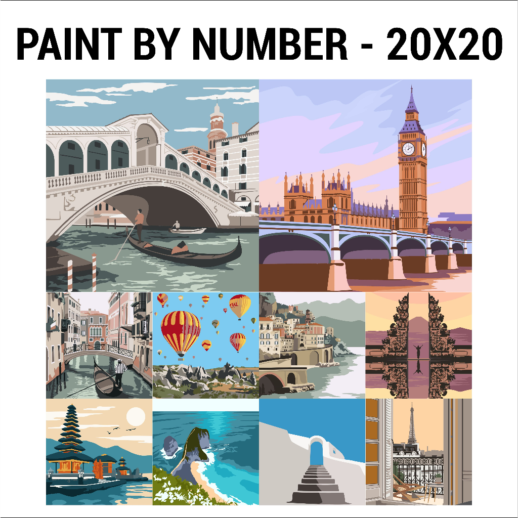 Jual Paint by Number Kit 20x20, 20X25 cm TRAVELLING SERIES 02