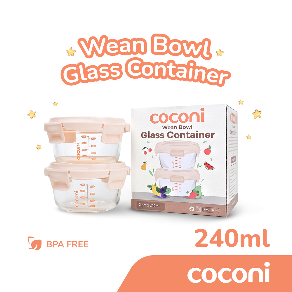 Jual COCONI Wean Bowl Glass Container 240ml 2pcs | Wadah Mpasi Kaca ...