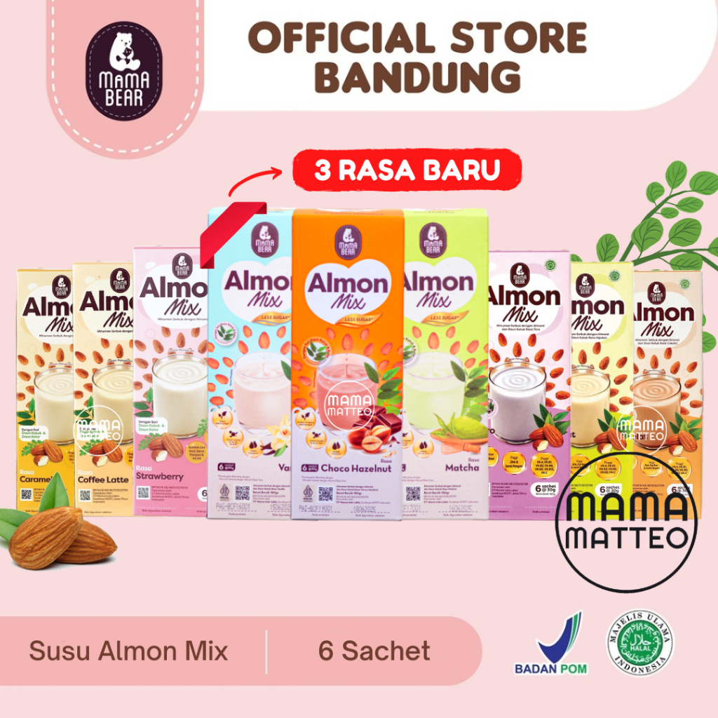 Jual Mamabear Almon Mix Almond Mama Bear Cokelat Coklat Alpukat Taro Strawberry Coffee Latte 8624