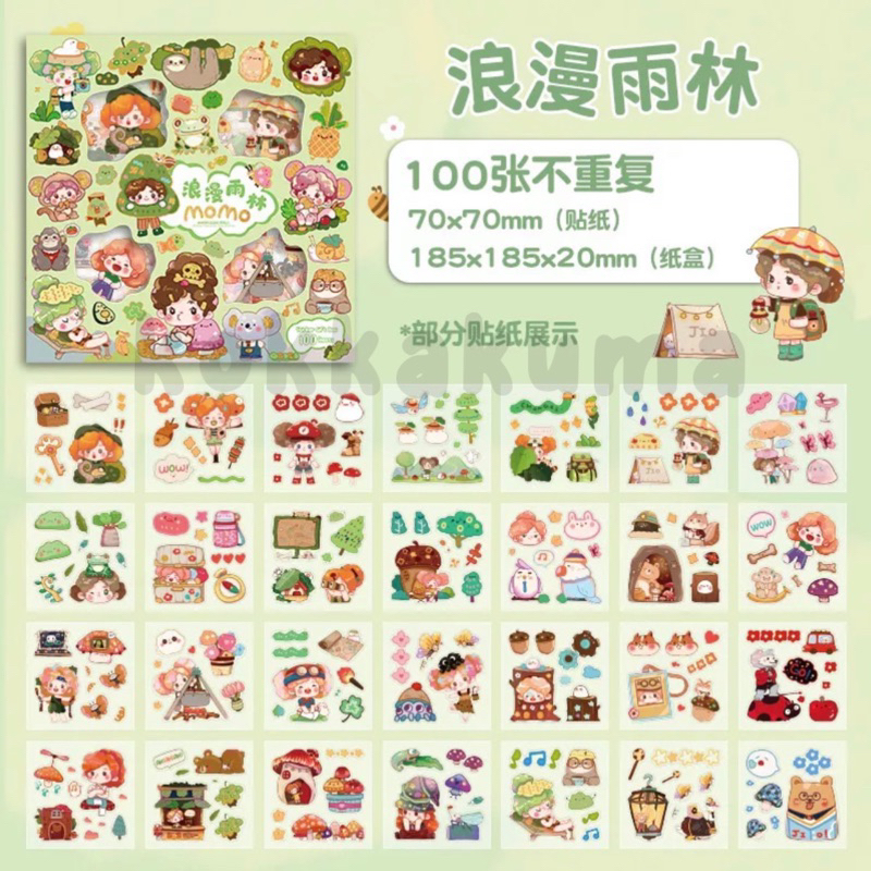 Jual ( KKM ) Sticker Waterproof Sticker Momo Glitter Dapat Box Isi 100 ...