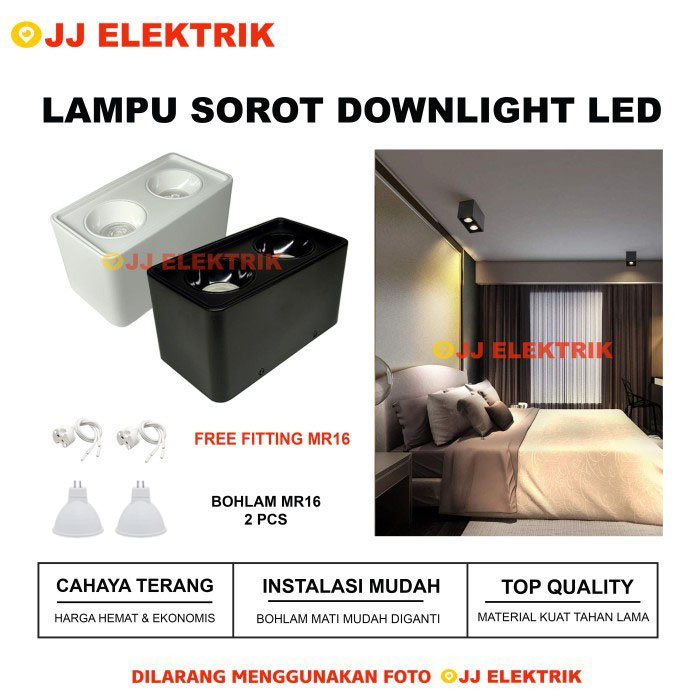 Jual Lampu Downlight Outbow 2 X 3W 5W 7W Sorot Spotlight Tempel Plafon ...