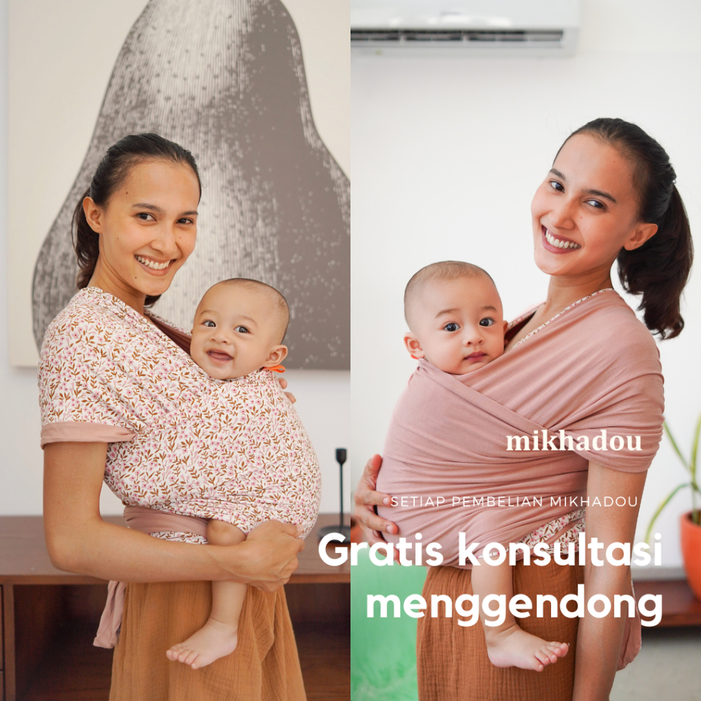 Mikhadou Gendongan Bayi Depan Stretchy Wrap Reversible Flower Pattern Kain Gendongan Bayi M Shape Baby Wrap Carrier Newborn Perlengkapan Bayi