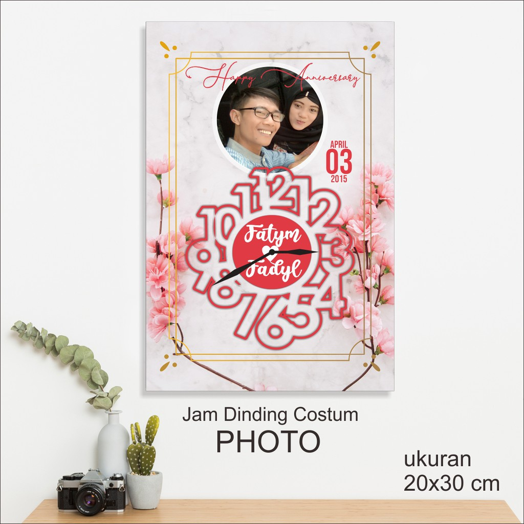 Jual Jam Dinding Putih Potrait Custom Fotoandnama Kelas 1 Foto Wisuda