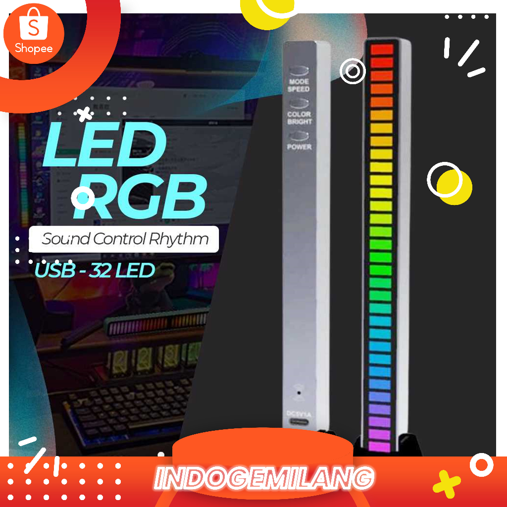 Jual Lampu Led Rgb Bar Strip Spectrum Audio Indicator Music Sound Control Lampu Disco Musik Bar