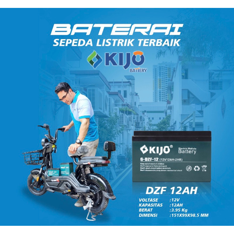 AKI BATERAI MOBIL MOTOR LISTRIK SELIS KIJO EVB 6DZF12 12v 12ah DEEP CYCLE