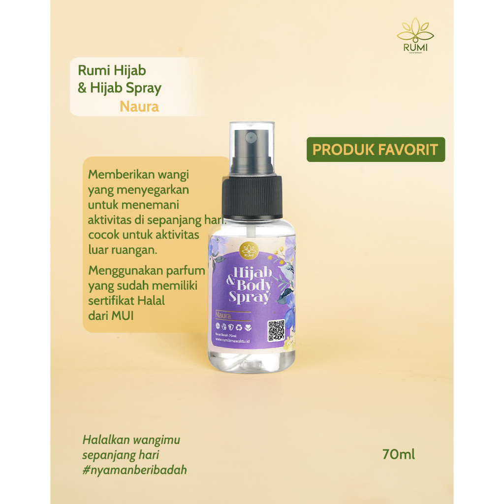 Jual Rumi Lima Waktu Hijab & Body Spray 70ml ( NAURA ) | Shopee Indonesia