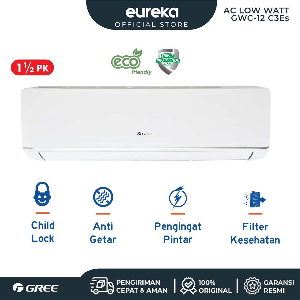 Jual Gree Ac Deluxe Low Watt Putih 15pk Gwc 12c3es Unit Indoor And Outdoor Shopee 4322