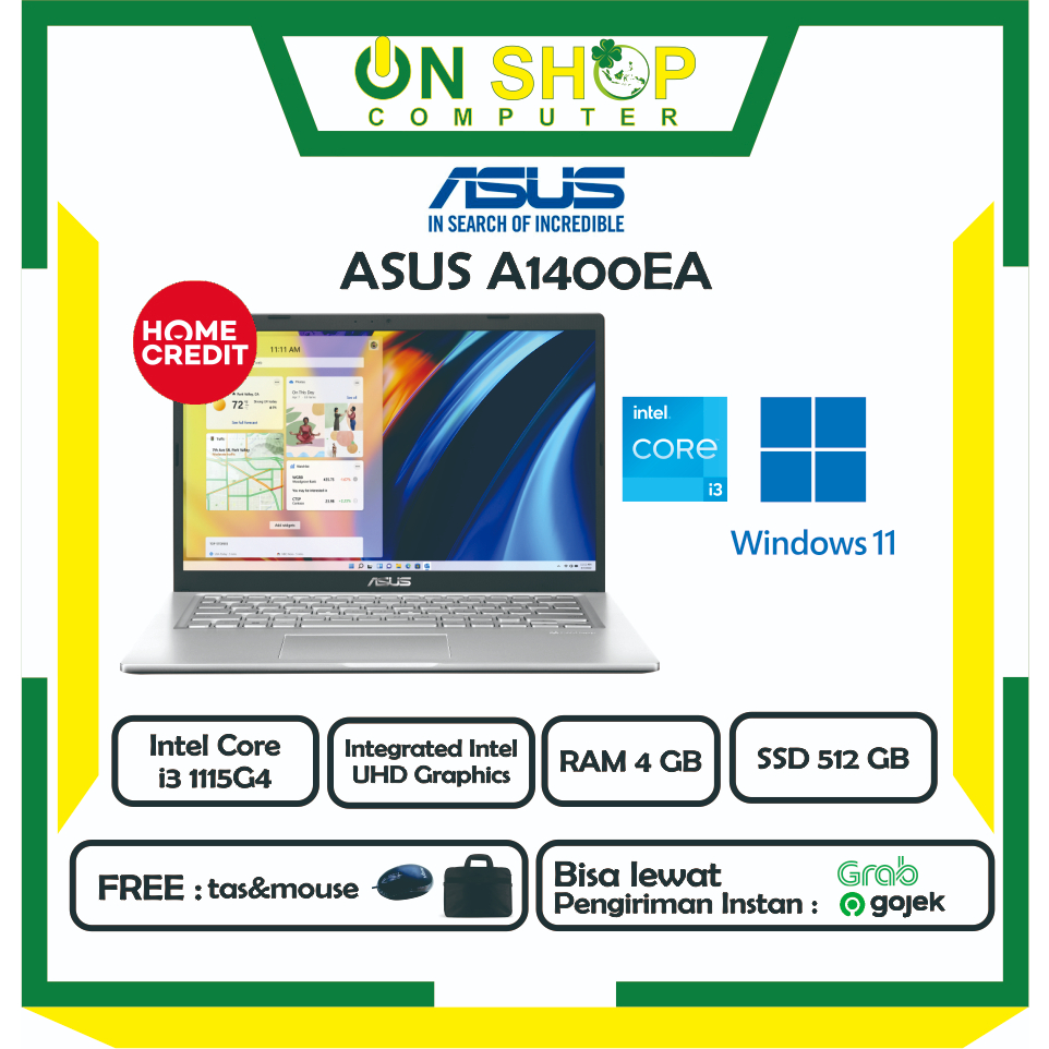 Jual LAPTOP ASUS A1400EA VIP Core i3 1115G4 4GB 512GB W11 ORIGINAL ...