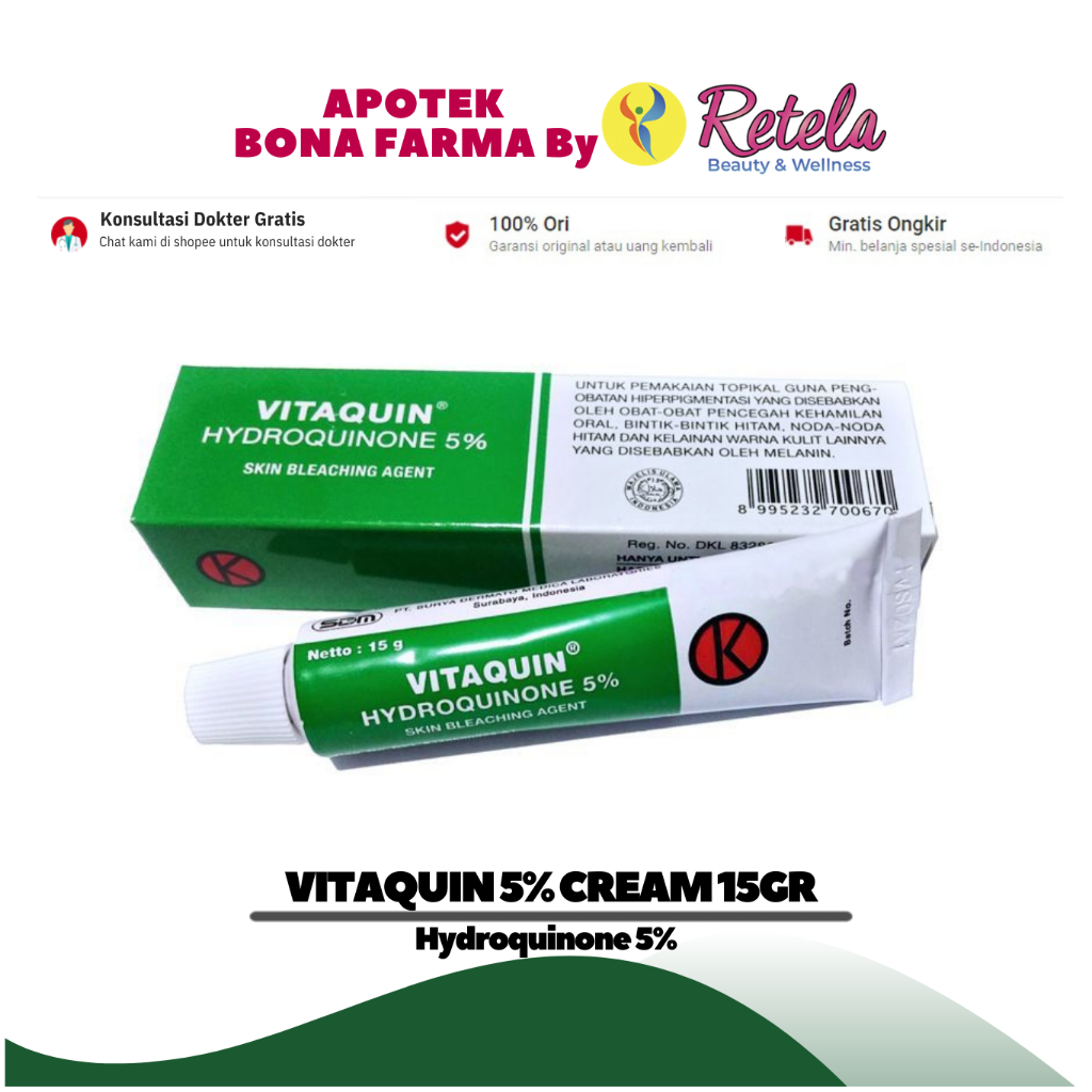 Jual VITAQUIN 5 CREAM 15GR ( Hydroquinone 5 ) Shopee Indonesia