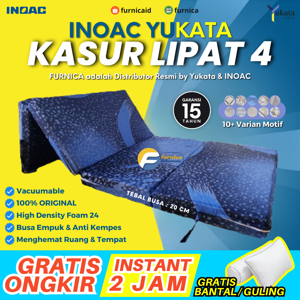 Jual FURNICA KASUR LIPAT 4 KASUR BUSA LIPAT 4 INOAC YUKATA 100 ORIGINAL (TEBAL 20 CM) MATRAS