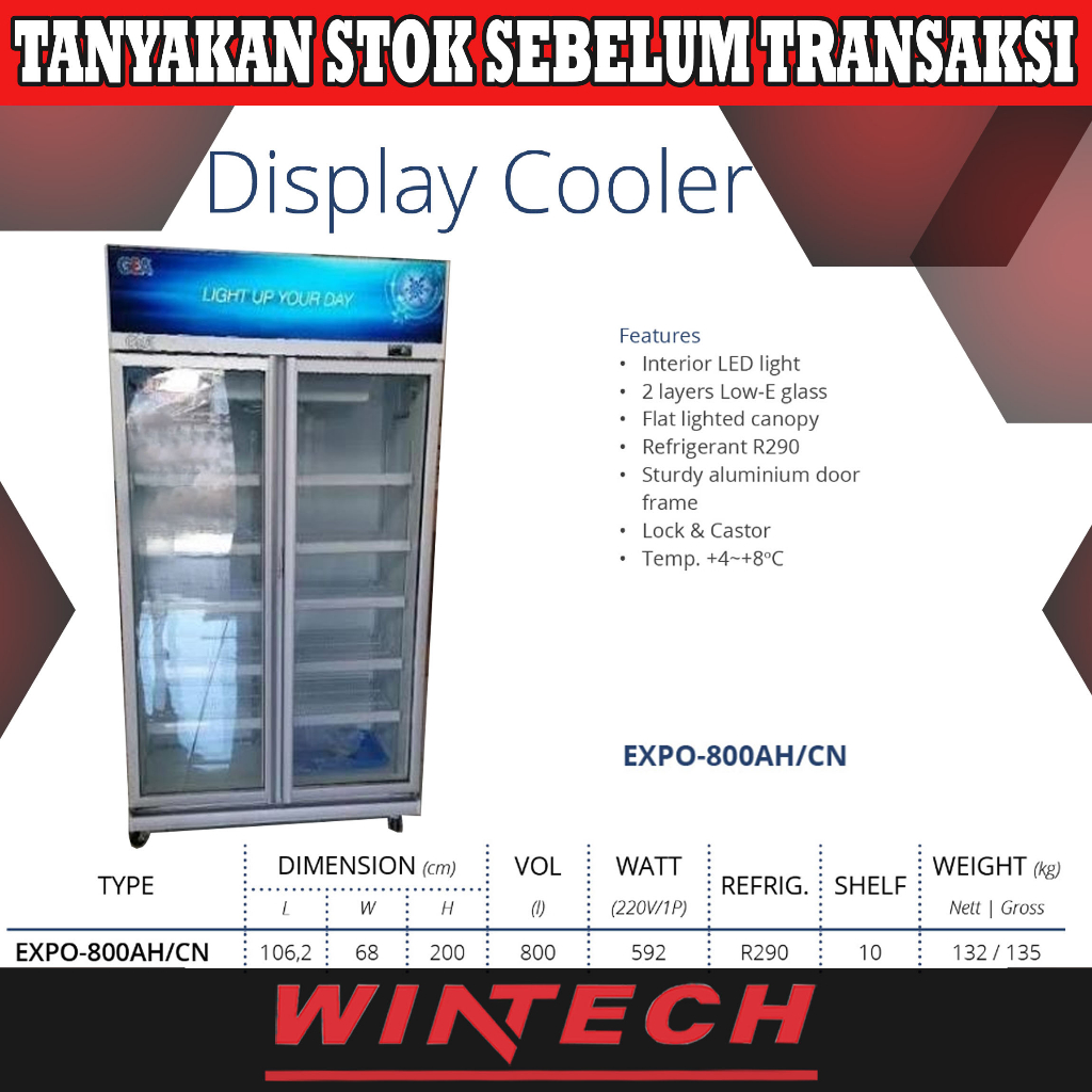 Jual Gea EXPO-800AH/CN Showcase 2 (Dua) Pintu 800 Liter - Display