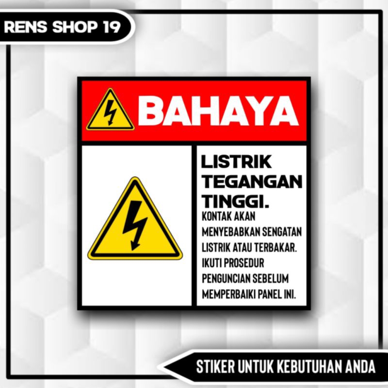 Jual Stiker Bahaya Listrik Tegangan Tinggi Sticker Rambu 20x20cm