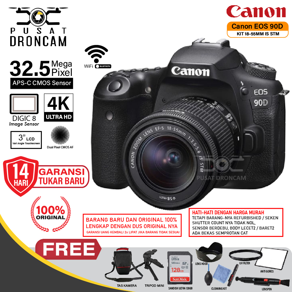 Jual Canon EOS 90D Kit 18-55mm IS STM Camera DSLR ORIGINAL | Shopee ...