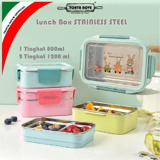Jual Kotak makan stainless steel 304 anti tumpah 2 sekat 2 tingkat ...