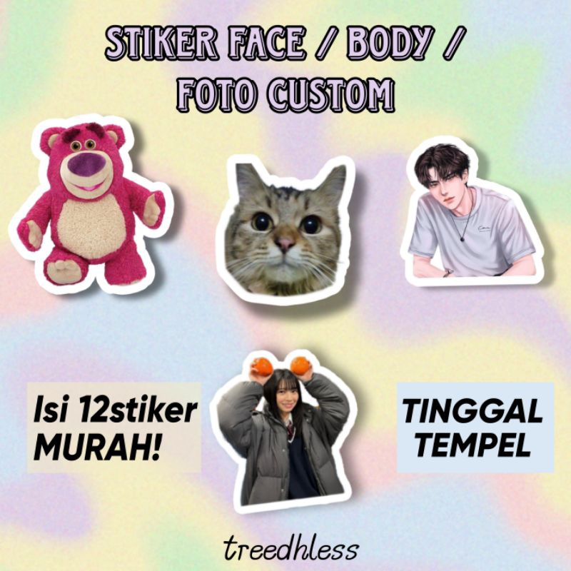 Jual [isi 10 12pcs] Sticker Custom Muka Anti Air Sticker Custom Bebas