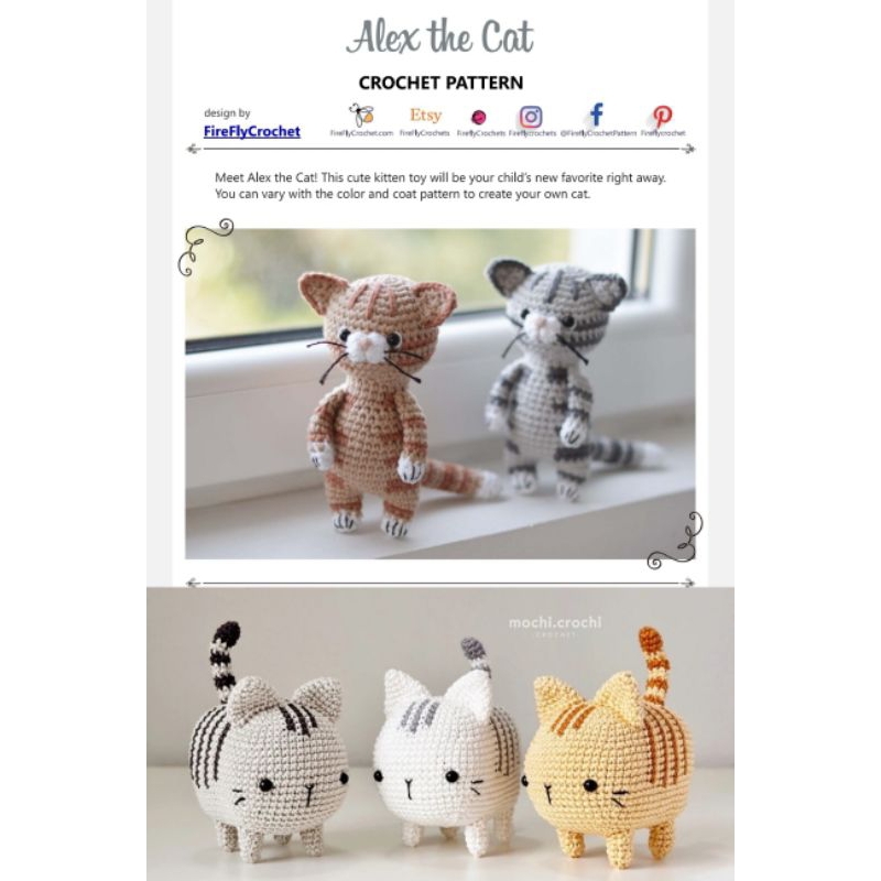 Jual Amigurumi crochet pdf pattern animal cat pola boneka rajut ...