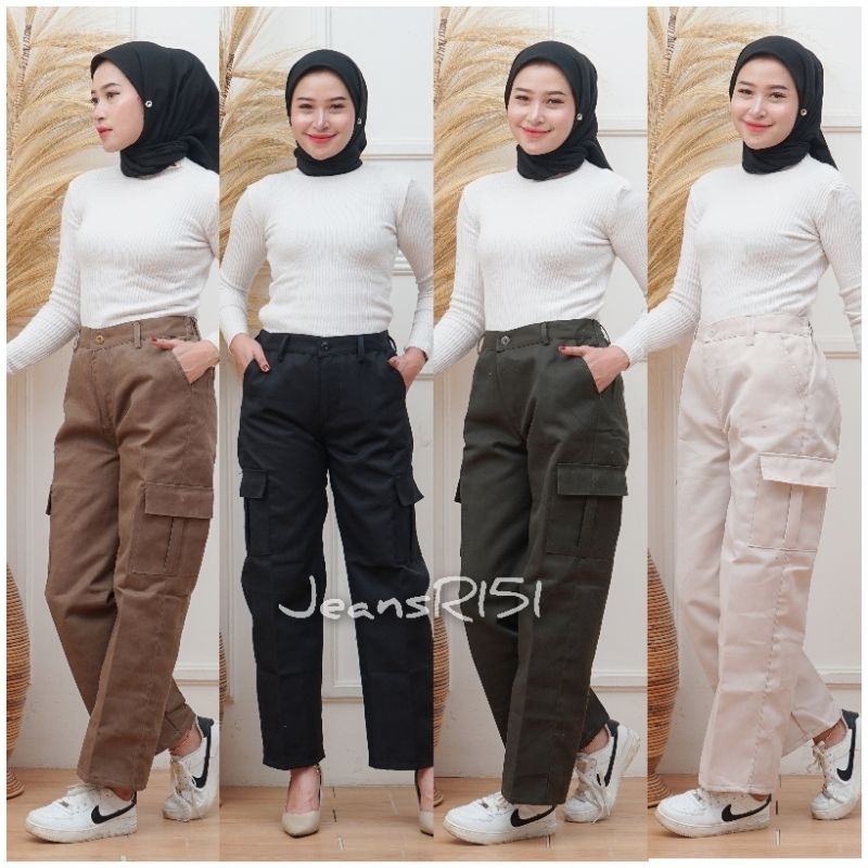 Jual Celana Cargo Pants | Celana Kargo Drill | Kulot | Wide Leg Pants ...