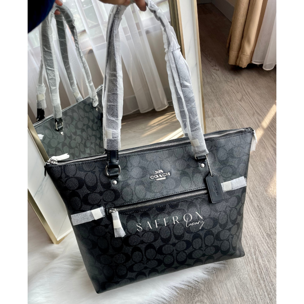 Jual Coach Gallery Tote In Signature Canvas / Graphite Black | Shopee ...