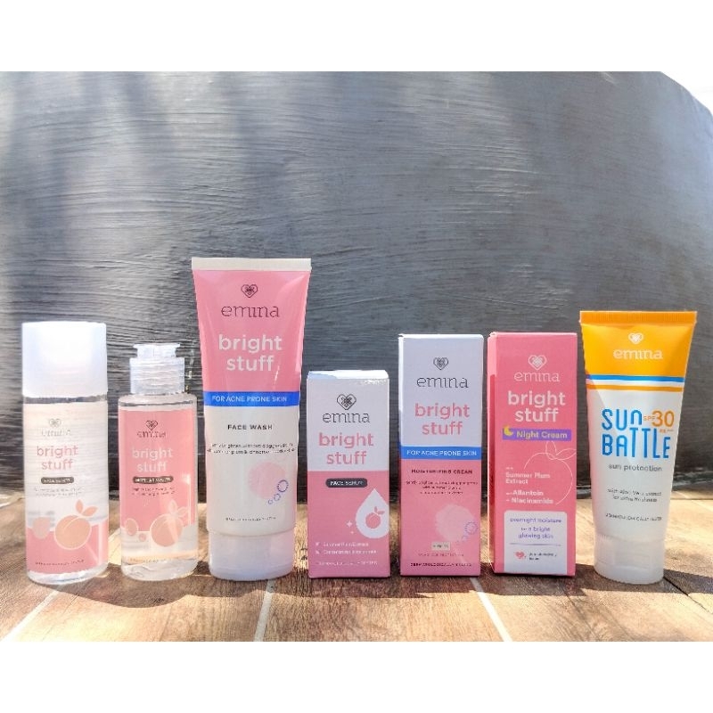 Jual NEW PLUS NIGHT CREAM Emina Paket BRIGHT STUFF FOR ACNE PRONE SKIN